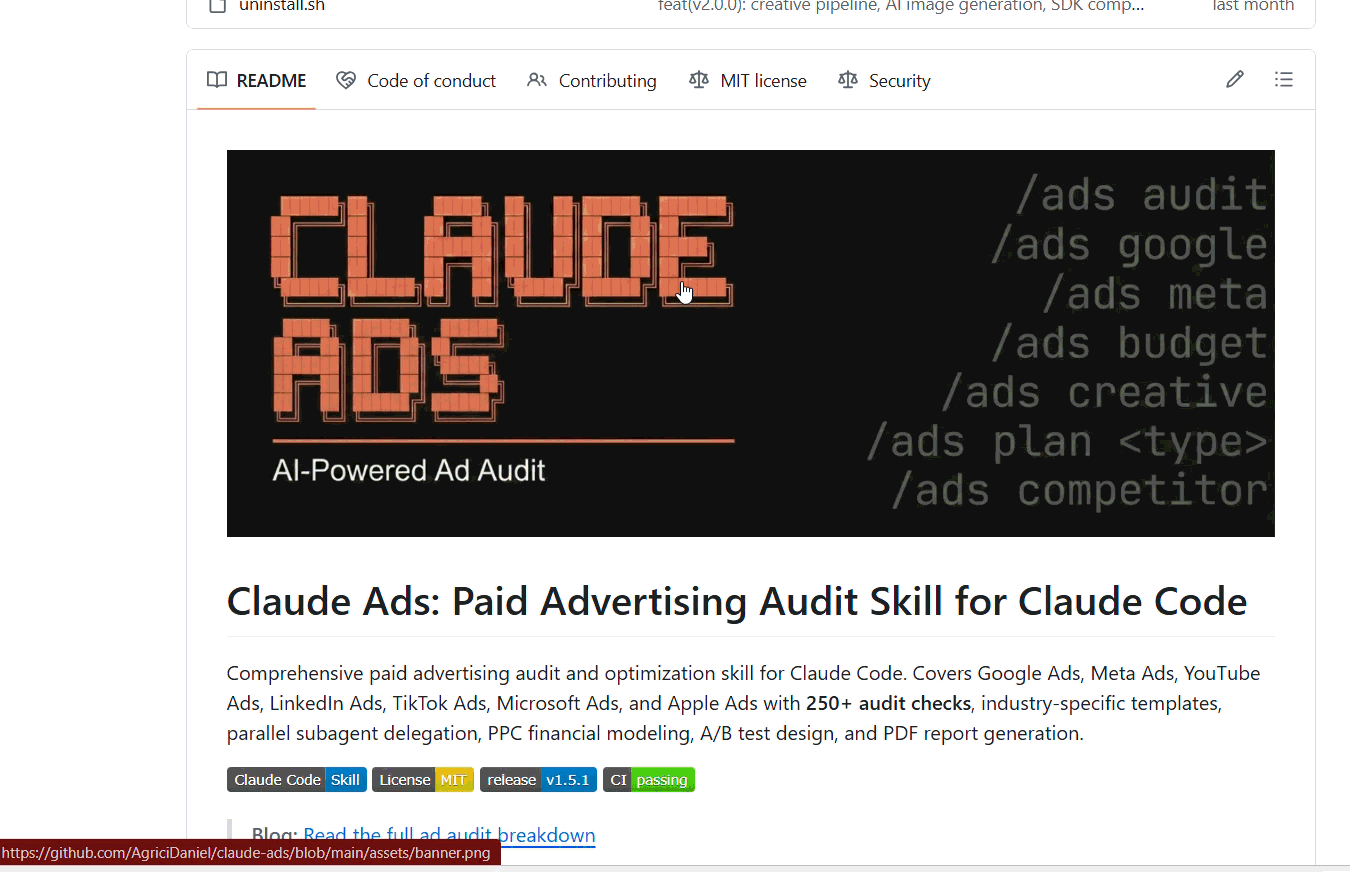 Open source Claude skill for LinkedIn ads audit