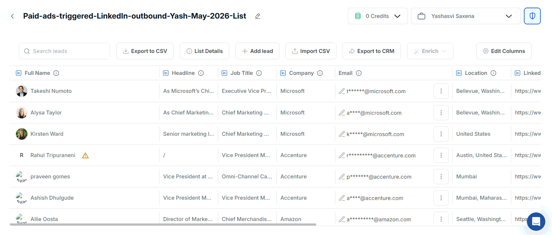 Lead list in HeyReach
